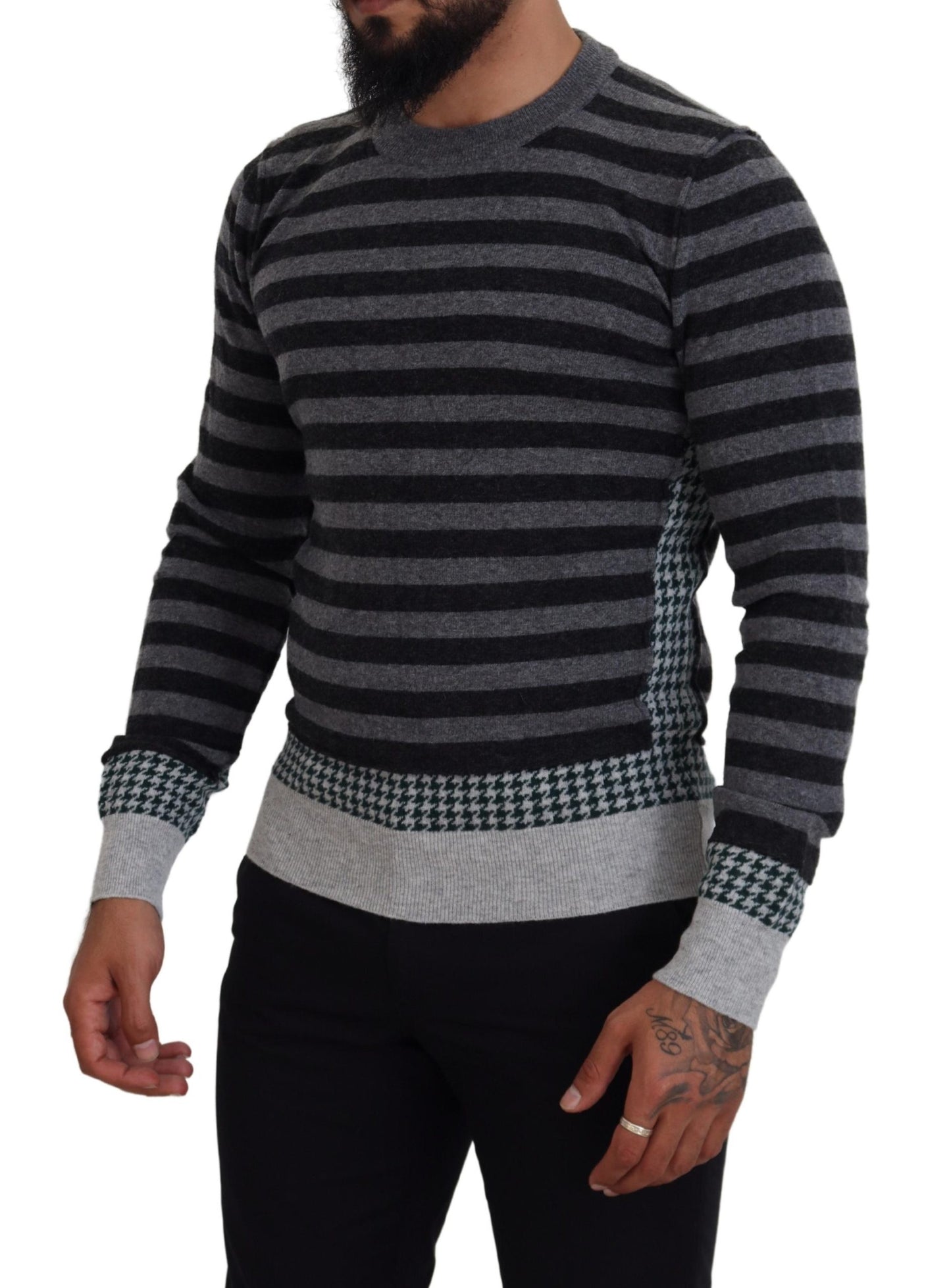 Dolce & Gabbana Elegant Striped Wool Crewneck Sweater Dolce & Gabbana