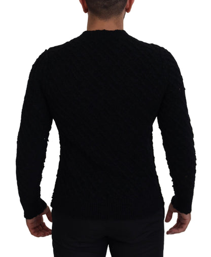 Dolce & Gabbana Elegant Black Wool-Blend V-Neck Sweater Dolce & Gabbana