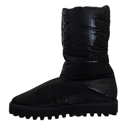 Dolce & Gabbana Elegant Mid-Calf Boots in Black Polyester Dolce & Gabbana