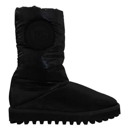 Dolce & Gabbana Elegant Mid-Calf Boots in Black Polyester Dolce & Gabbana