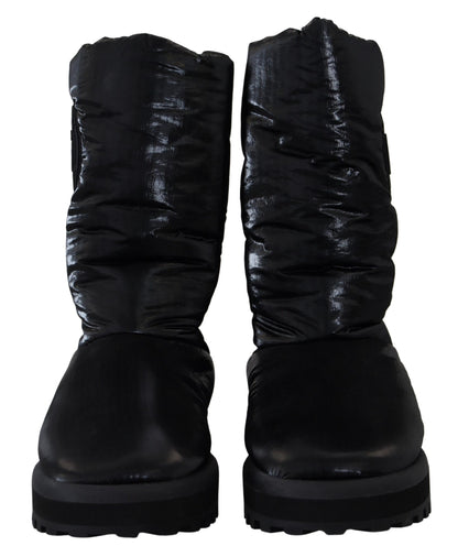 Dolce & Gabbana Elegant Mid-Calf Boots in Black Polyester Dolce & Gabbana