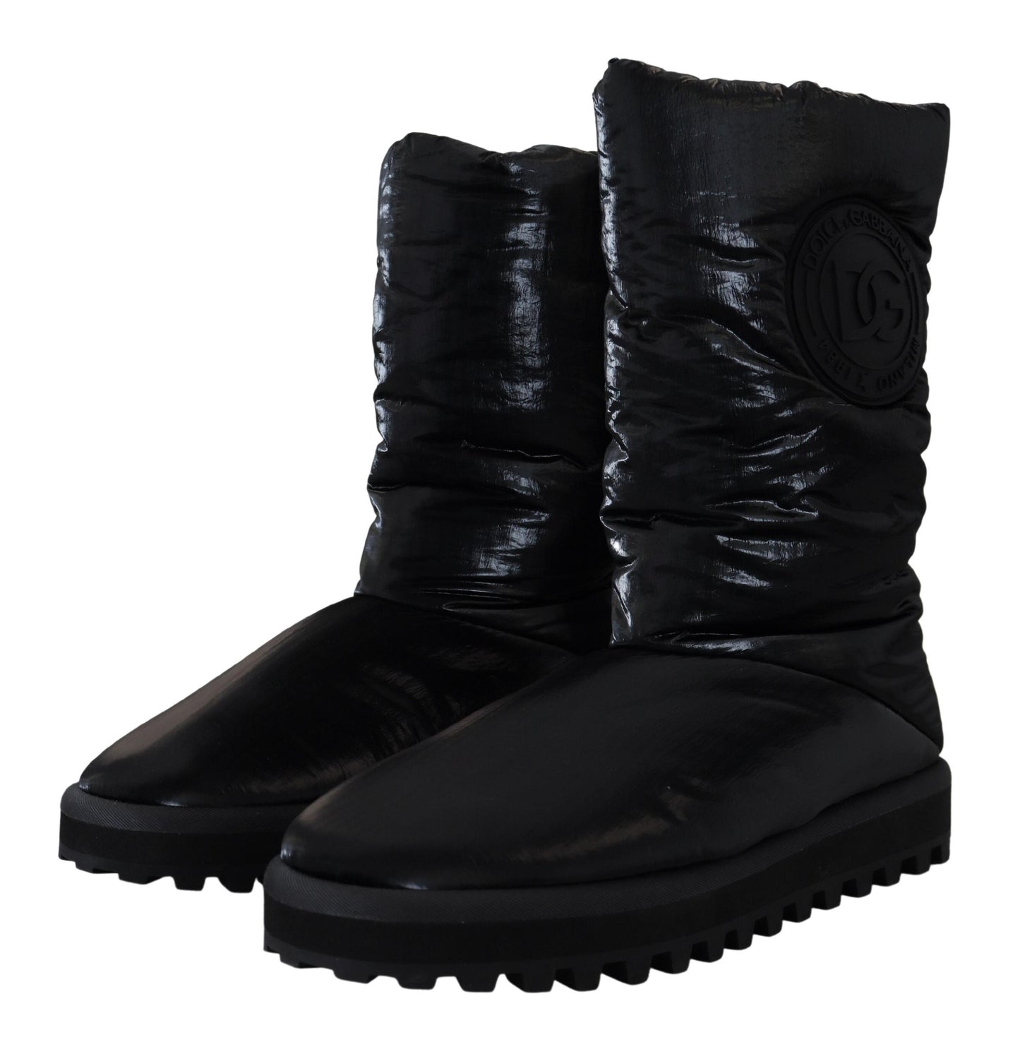 Dolce & Gabbana Elegant Mid-Calf Boots in Black Polyester Dolce & Gabbana