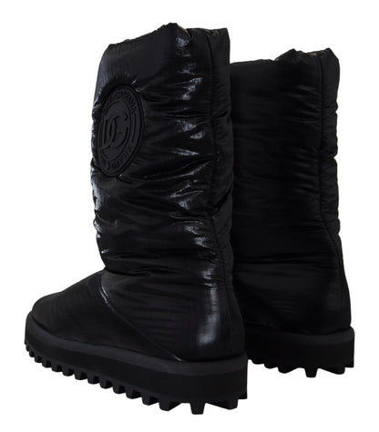 Dolce & Gabbana Elegant Mid-Calf Boots in Black Polyester Dolce & Gabbana