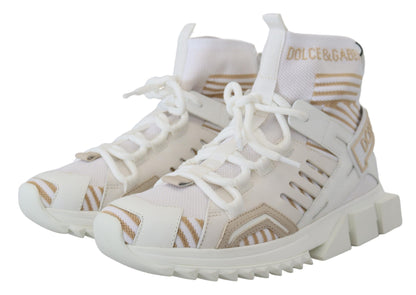 Dolce & Gabbana Elegant White Beige SORRENTO Sneakers Dolce & Gabbana