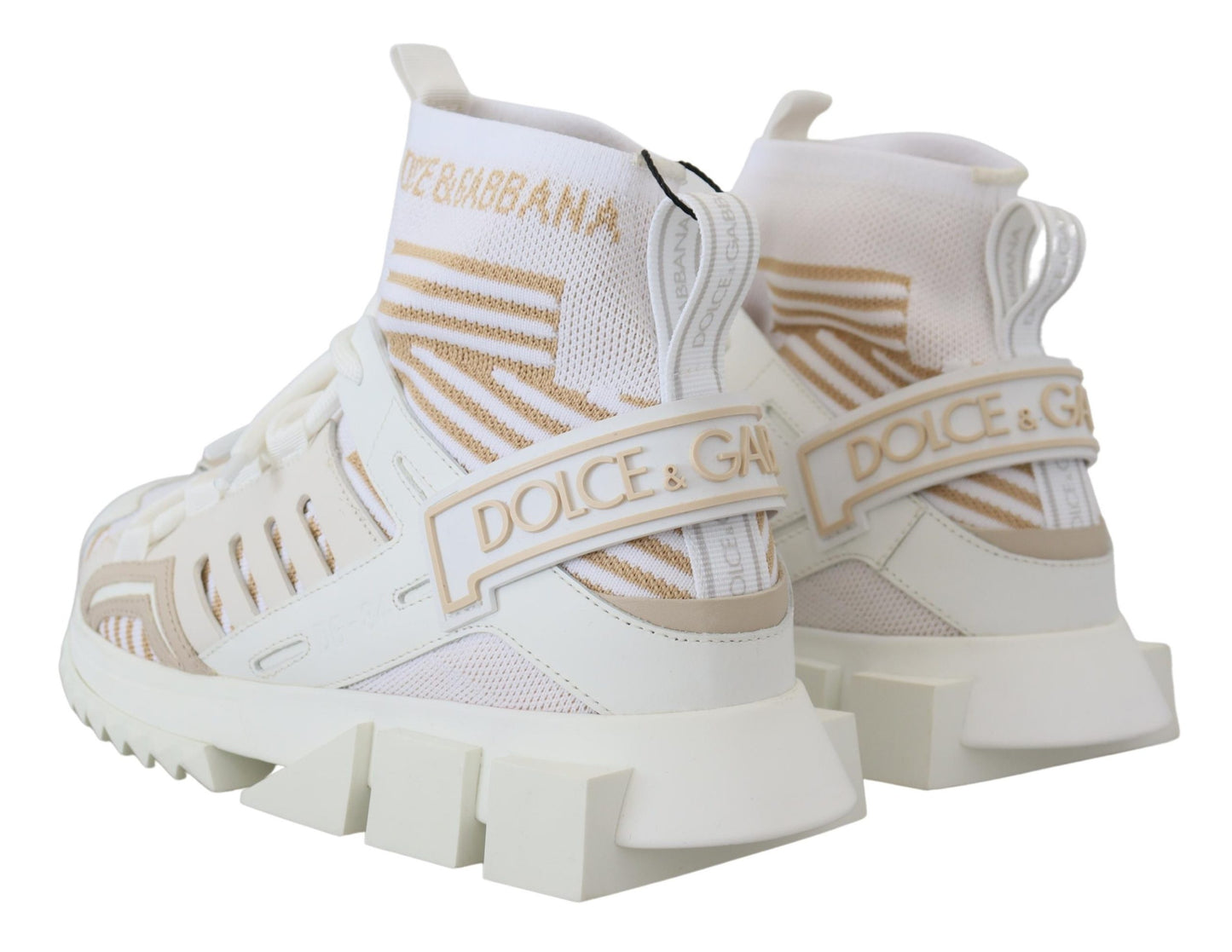 Dolce & Gabbana Elegant White Beige SORRENTO Sneakers Dolce & Gabbana