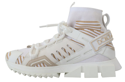 Dolce & Gabbana Elegant White Beige SORRENTO Sneakers Dolce & Gabbana