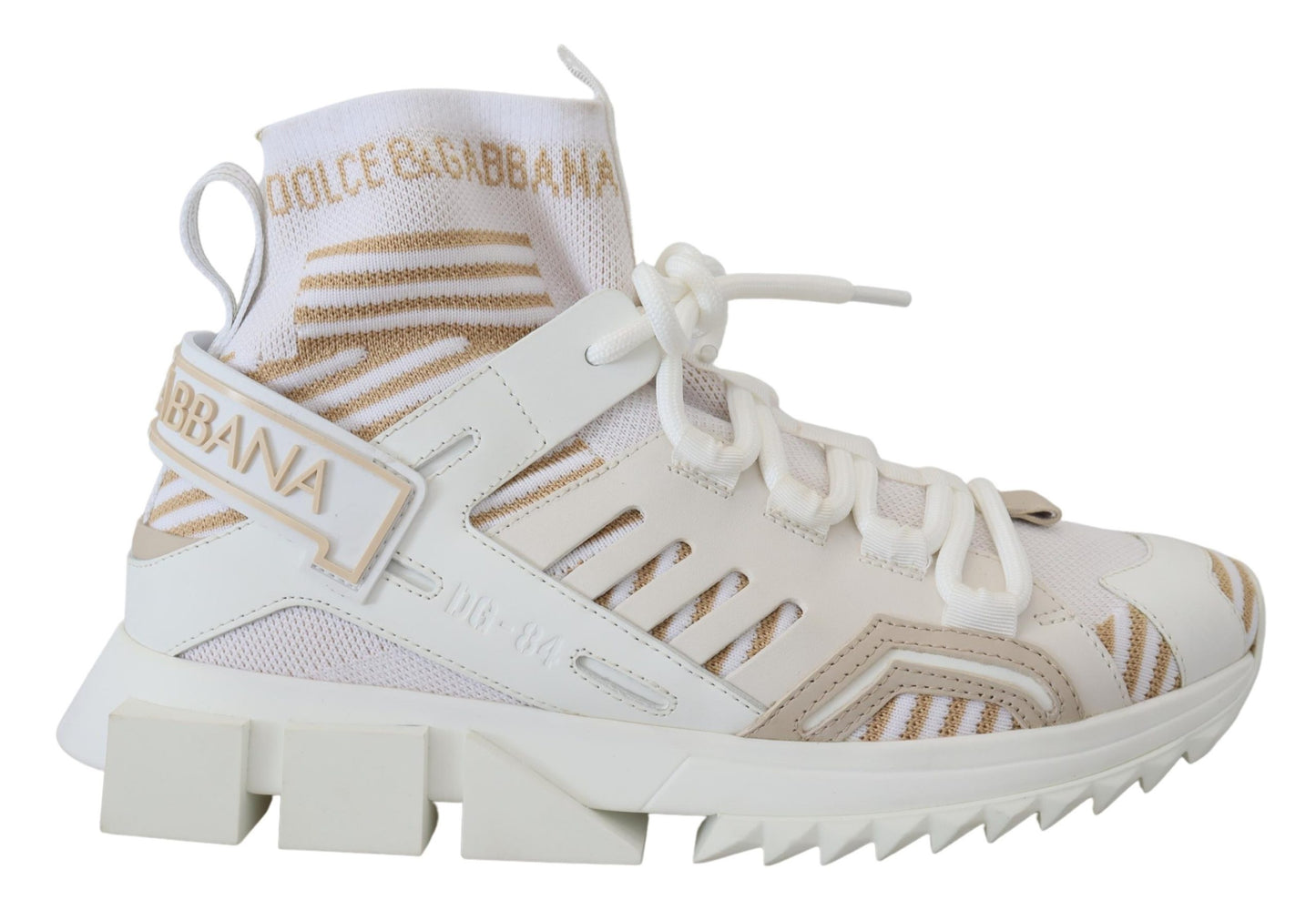 Dolce & Gabbana Elegant White Beige SORRENTO Sneakers Dolce & Gabbana