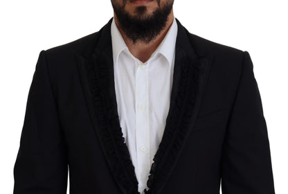 Dolce & Gabbana Elegant Black Silk-Lined Evening Blazer Dolce & Gabbana