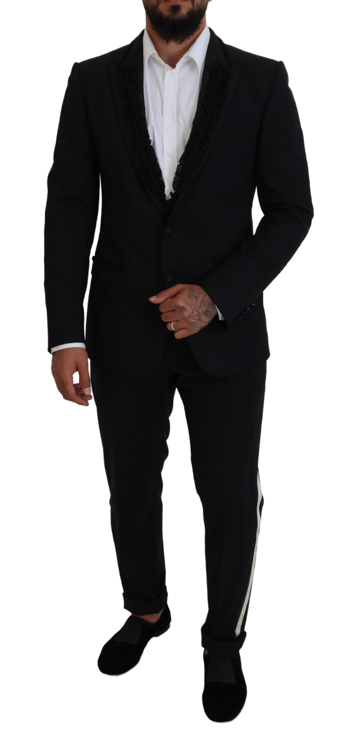 Dolce & Gabbana Elegant Black Silk-Lined Evening Blazer Dolce & Gabbana