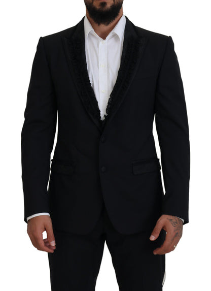 Dolce & Gabbana Elegant Black Silk-Lined Evening Blazer Dolce & Gabbana