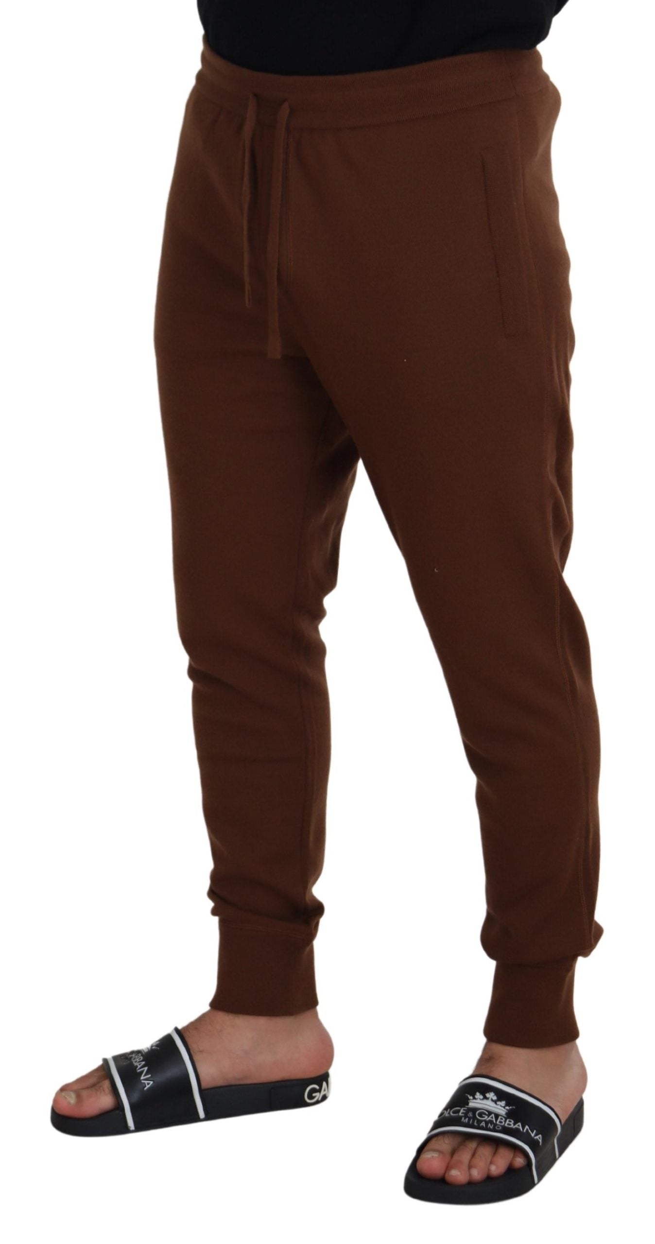 Dolce & Gabbana Elegant Brown Cashmere Jogger Pants Dolce & Gabbana