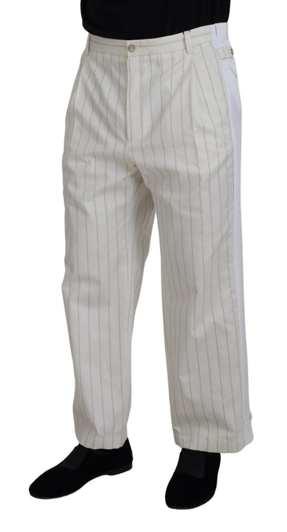 Dolce & Gabbana Elegant White Striped MainLine Trousers Dolce & Gabbana