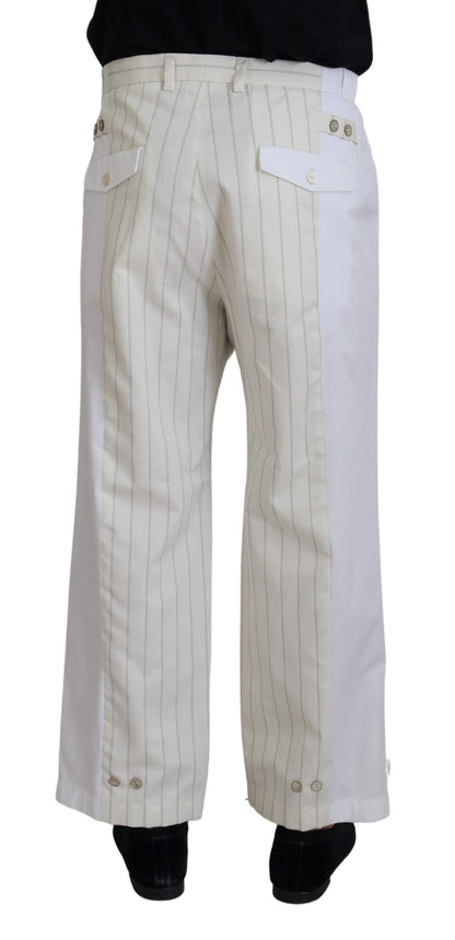 Dolce & Gabbana Elegant White Striped MainLine Trousers Dolce & Gabbana