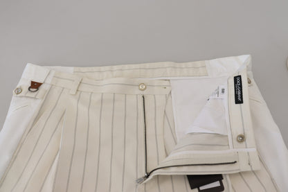 Dolce & Gabbana Elegant White Striped MainLine Trousers Dolce & Gabbana