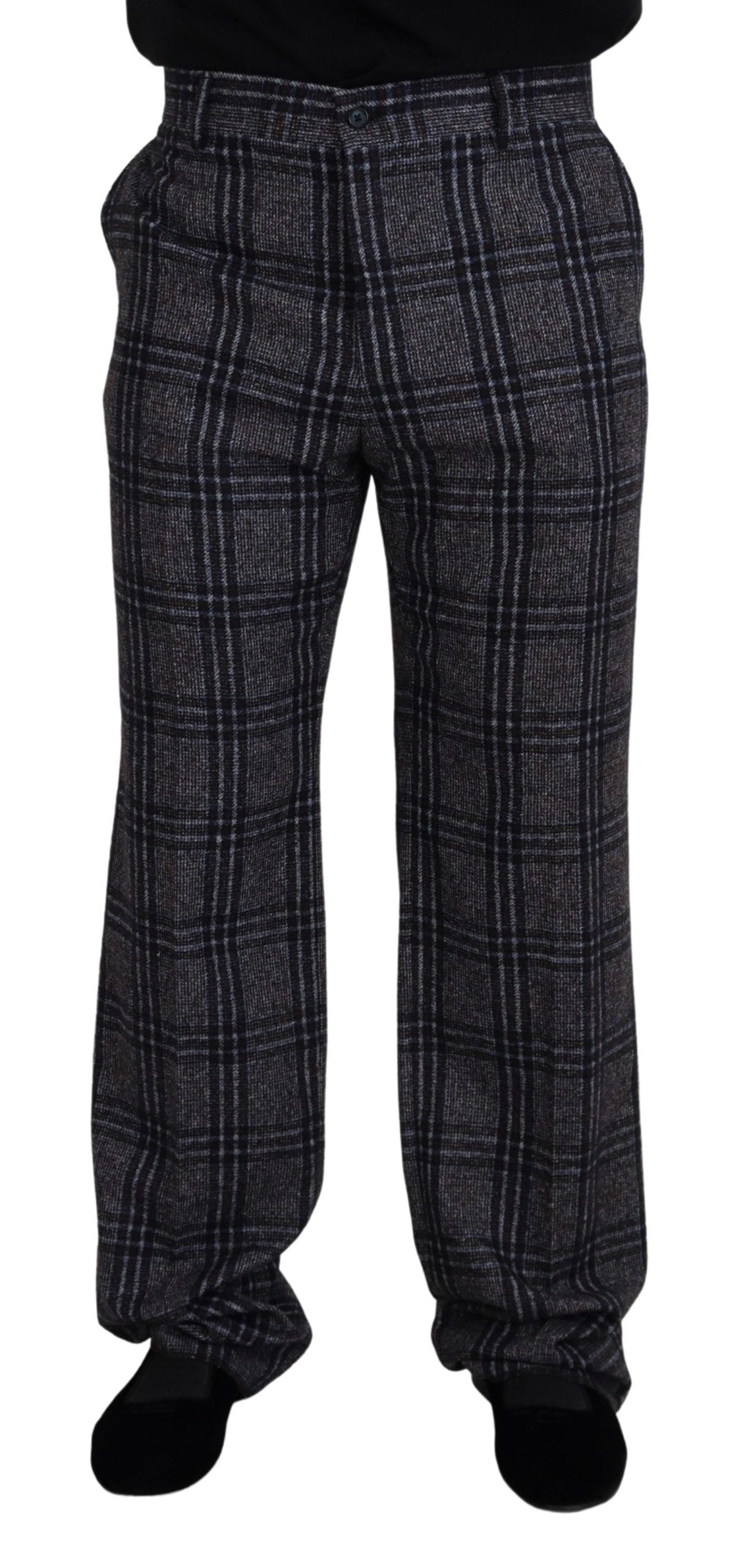 Dolce & Gabbana Elegant Gray Checkered Alpaca Blend Pants Dolce & Gabbana