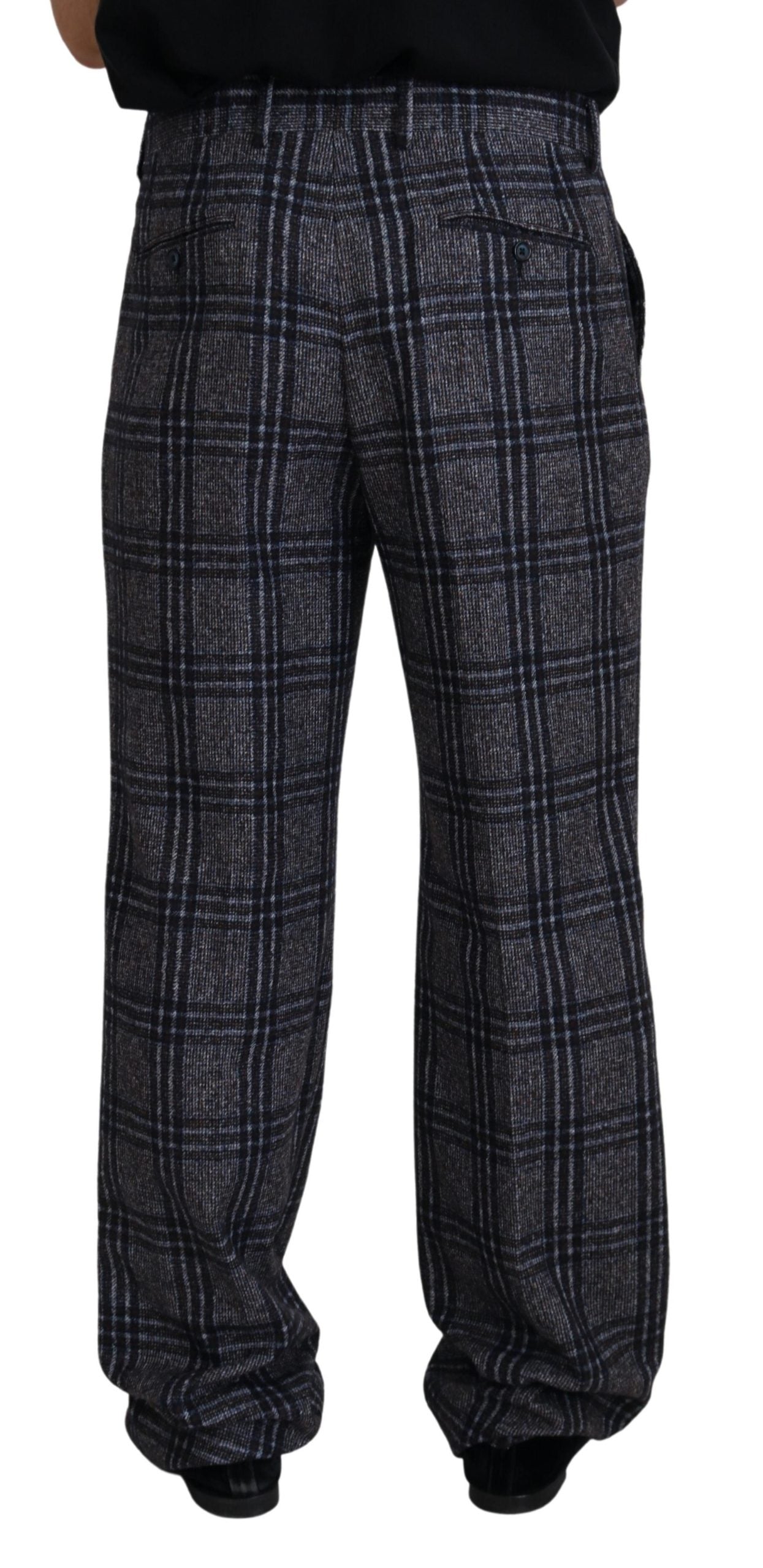 Dolce & Gabbana Elegant Gray Checkered Alpaca Blend Pants Dolce & Gabbana