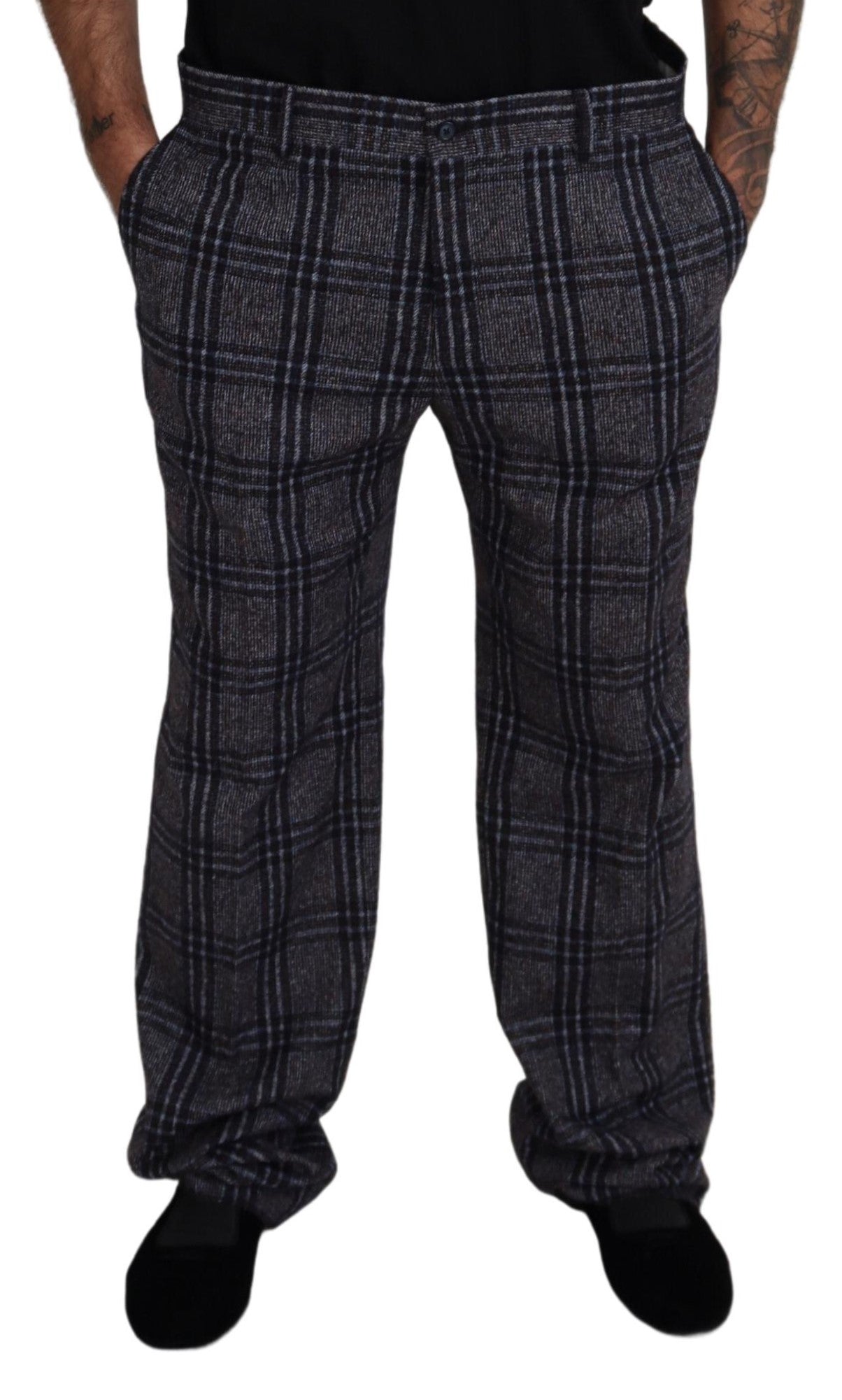 Dolce & Gabbana Elegant Gray Checkered Alpaca Blend Pants Dolce & Gabbana