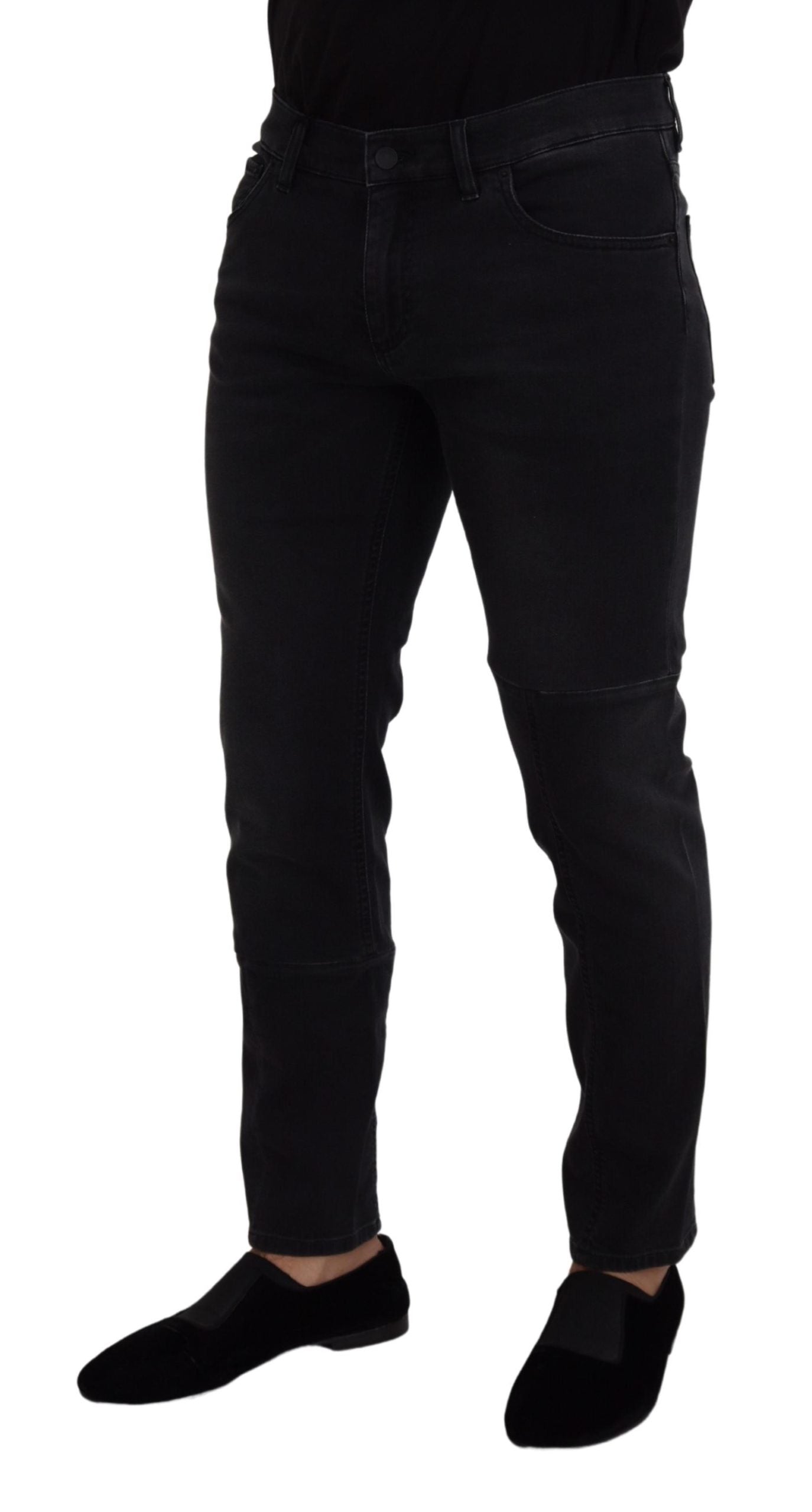 Dolce & Gabbana Sleek Black Cotton Blend Denim Pants Dolce & Gabbana