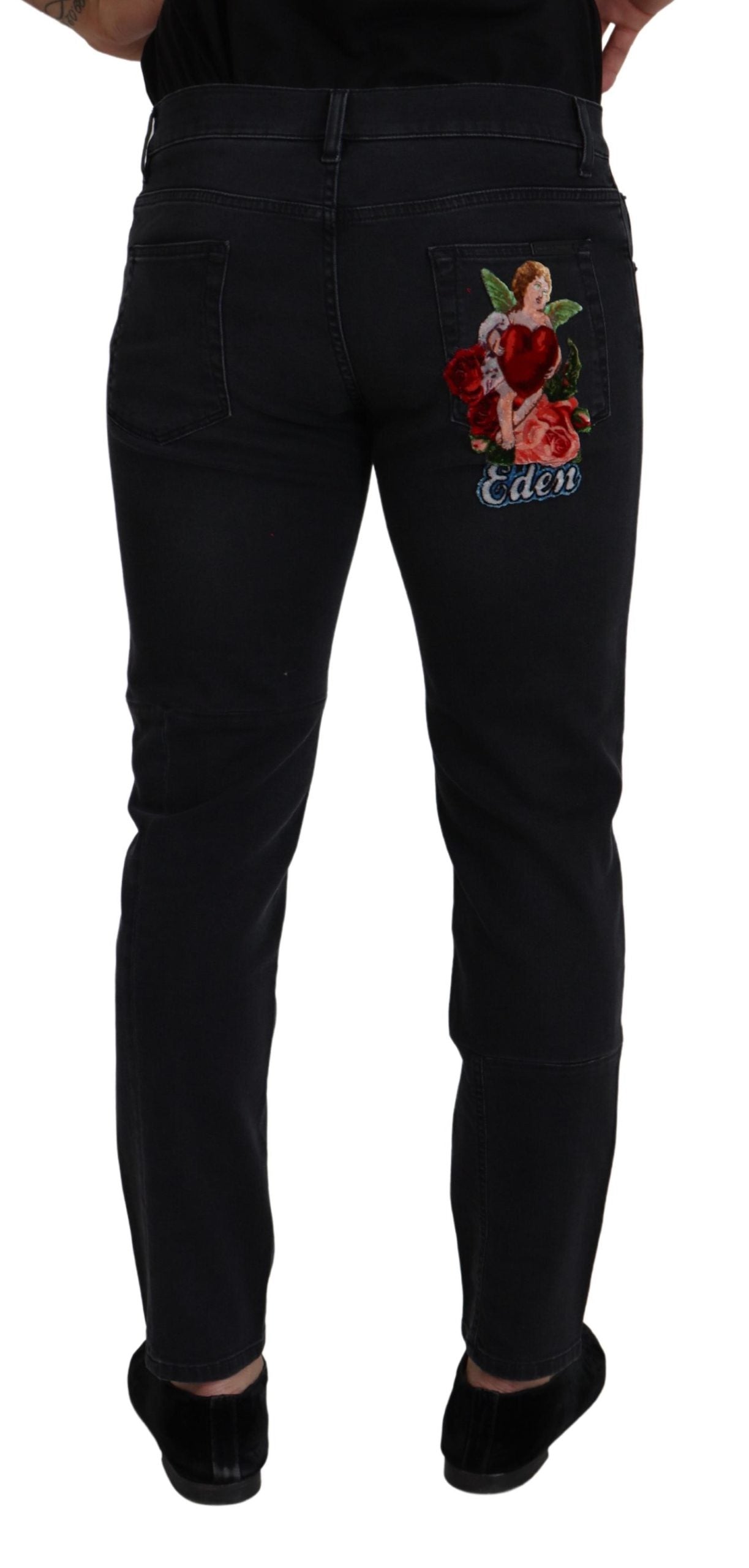 Dolce & Gabbana Sleek Black Cotton Blend Denim Pants Dolce & Gabbana