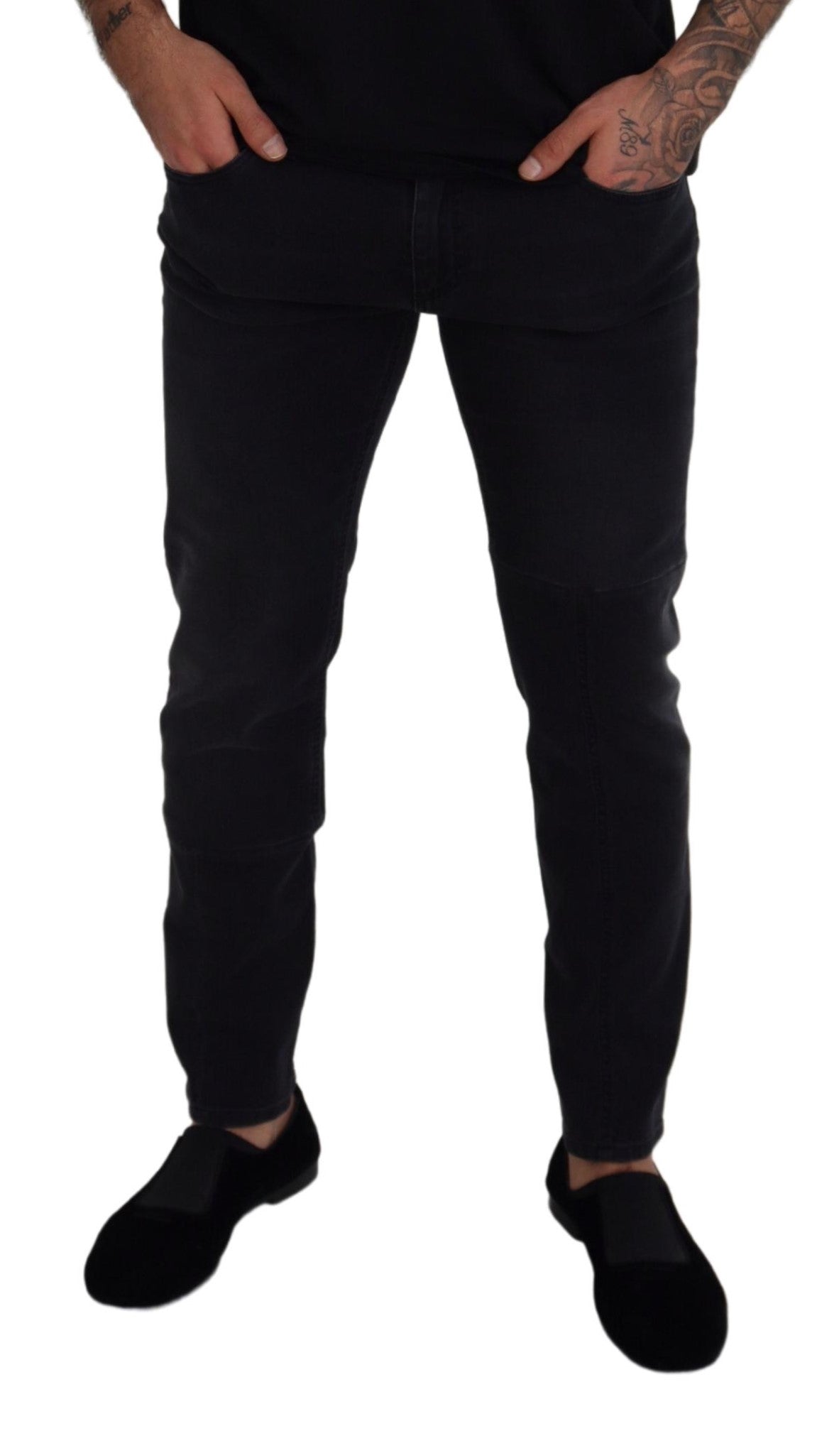 Dolce & Gabbana Sleek Black Cotton Blend Denim Pants Dolce & Gabbana