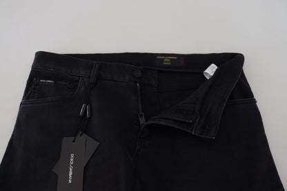 Dolce & Gabbana Sleek Black Cotton Blend Denim Pants Dolce & Gabbana