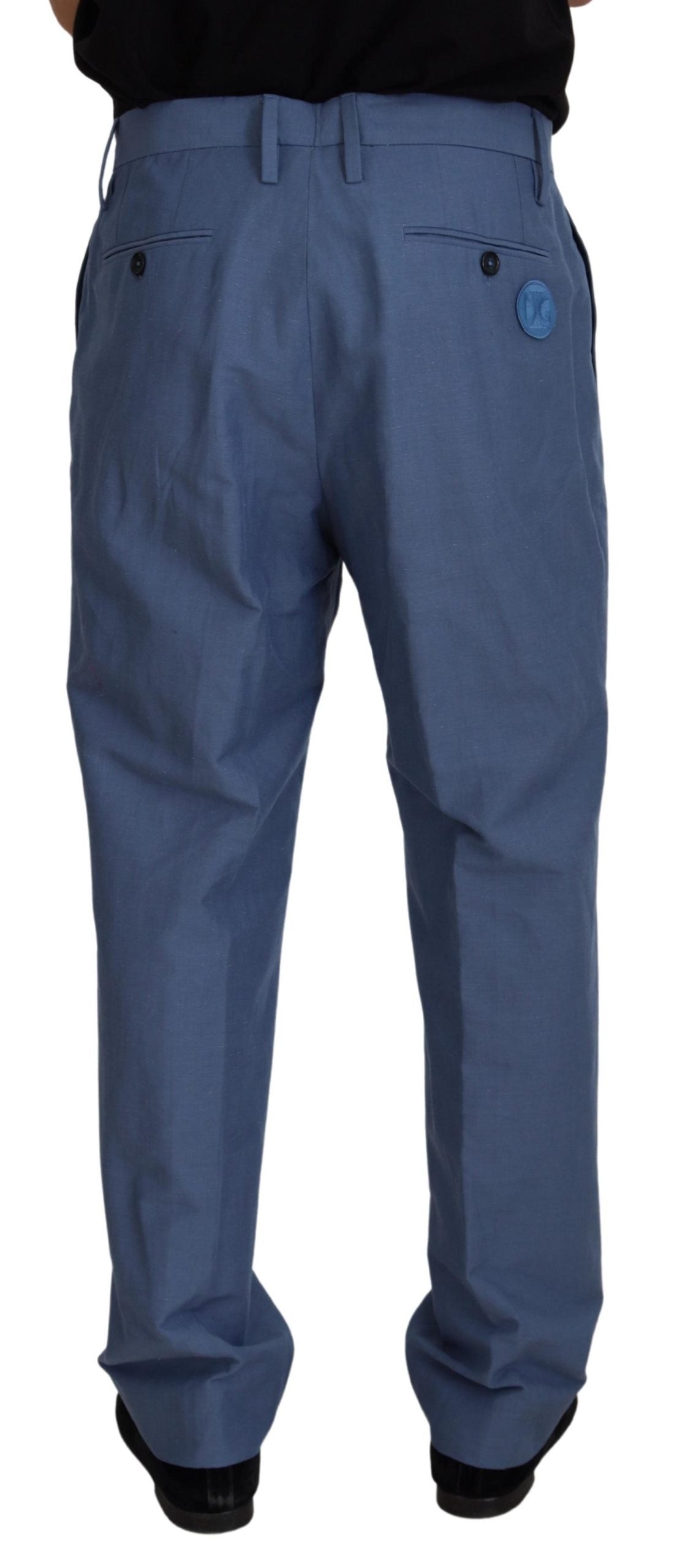 Dolce & Gabbana Elegant Blue Linen-Cotton Blend Trousers Dolce & Gabbana