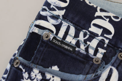 Dolce & Gabbana Elegant Crown Print Denim Pants Dolce & Gabbana