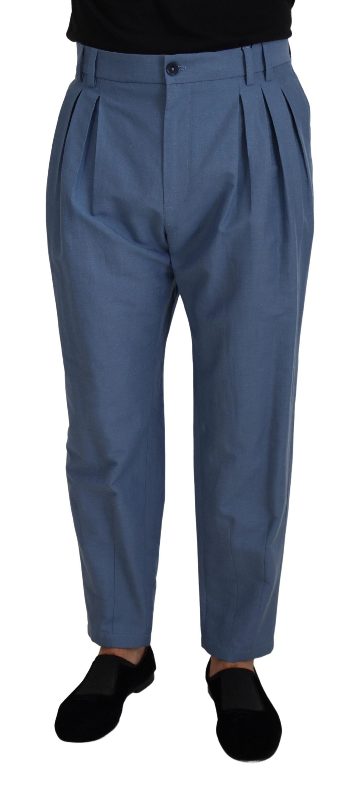 Dolce & Gabbana Elegant Blue Linen-Cotton Pants Dolce & Gabbana