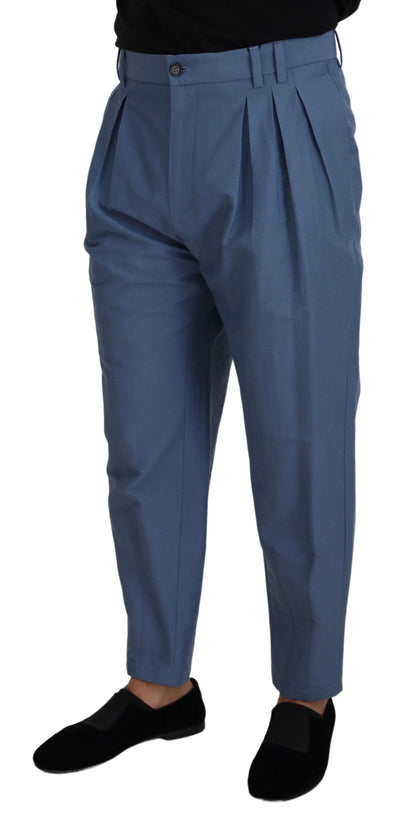 Dolce & Gabbana Elegant Blue Linen-Cotton Pants Dolce & Gabbana