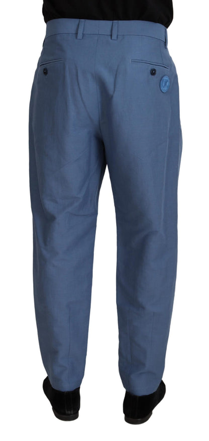 Dolce & Gabbana Elegant Blue Linen-Cotton Pants Dolce & Gabbana