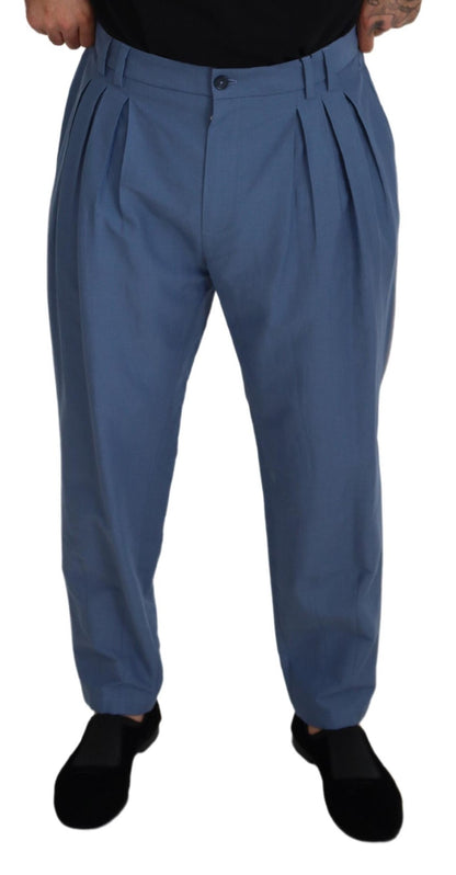 Dolce & Gabbana Elegant Blue Linen-Cotton Pants Dolce & Gabbana