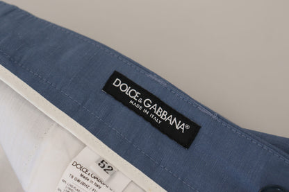 Dolce & Gabbana Elegant Blue Linen-Cotton Pants Dolce & Gabbana