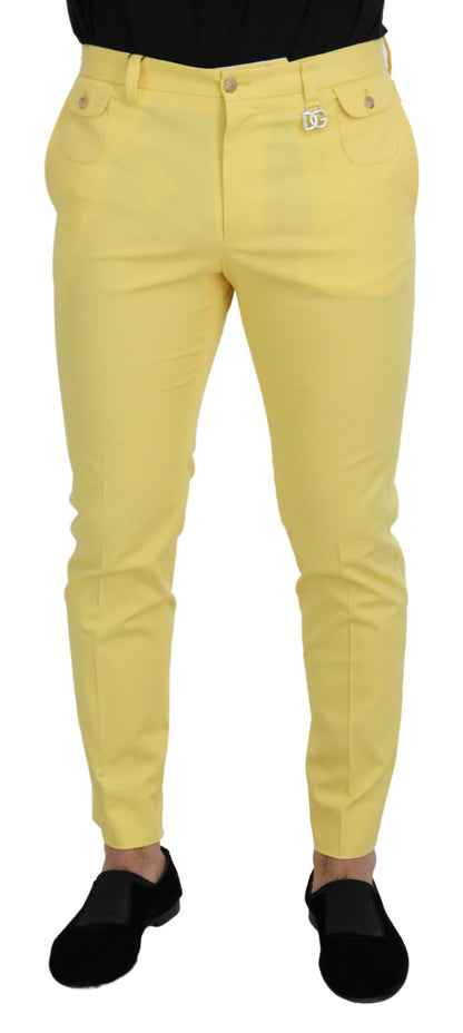 Dolce & Gabbana Sun-Kissed Yellow Cotton Trousers Dolce & Gabbana