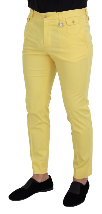 Dolce & Gabbana Sun-Kissed Yellow Cotton Trousers Dolce & Gabbana