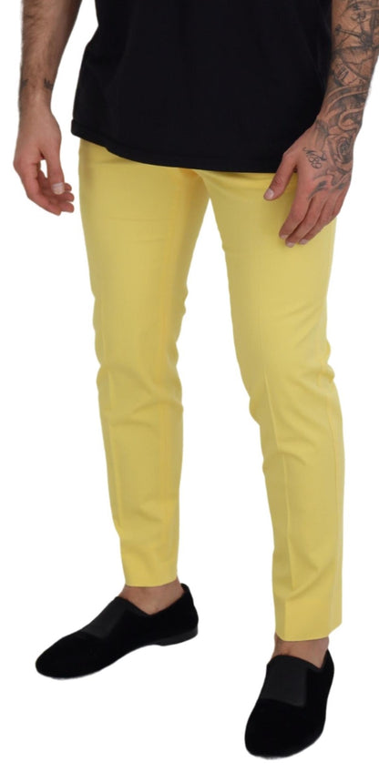 Dolce & Gabbana Sun-Kissed Yellow Cotton Trousers Dolce & Gabbana