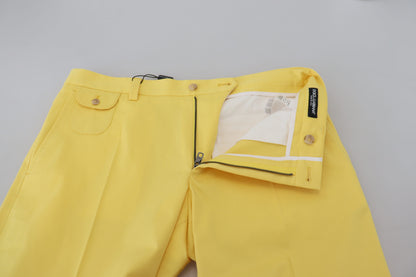 Dolce & Gabbana Sun-Kissed Yellow Cotton Trousers Dolce & Gabbana