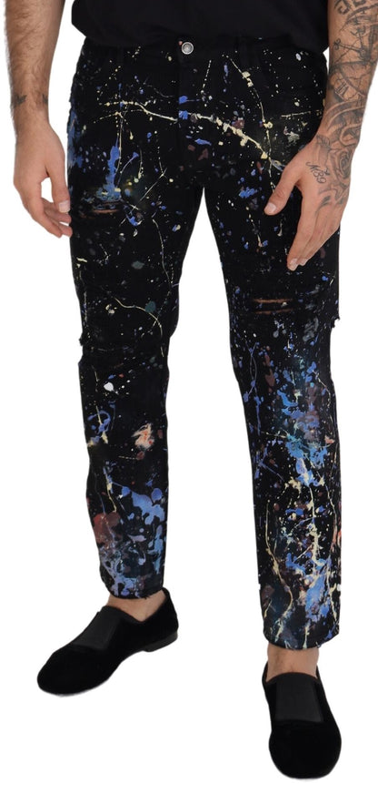 Dolce & Gabbana Exquisite Color Splash Print Denim Pants Dolce & Gabbana