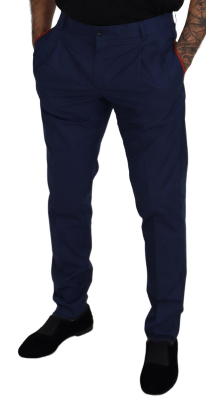 Dolce & Gabbana Elegant Blue Cotton Silk Pants Dolce & Gabbana