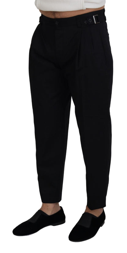 Dolce & Gabbana Sleek Black Italian Designer Pants with Side Buckle Dolce & Gabbana