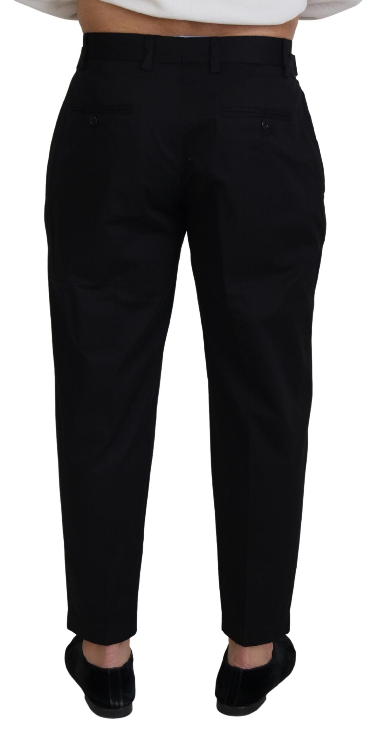 Dolce & Gabbana Sleek Black Italian Designer Pants with Side Buckle Dolce & Gabbana