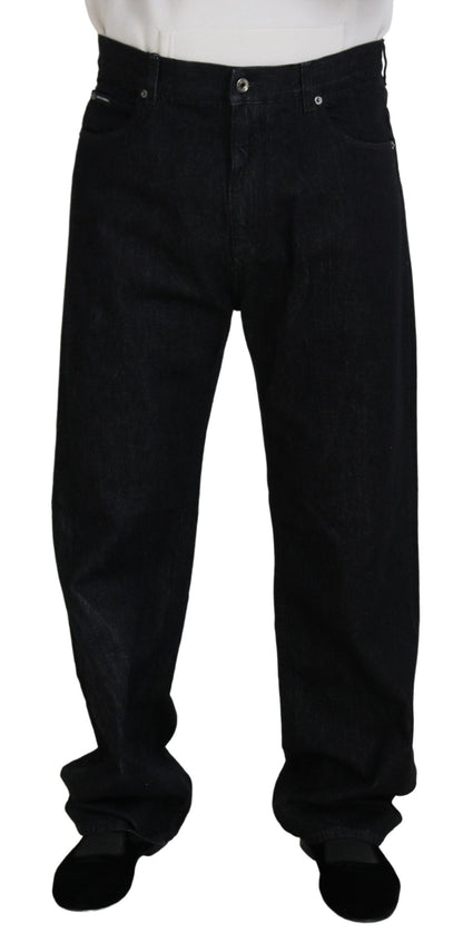 Dolce & Gabbana Elegant Black Washed Denim Pants Luxe Cotton Dolce & Gabbana