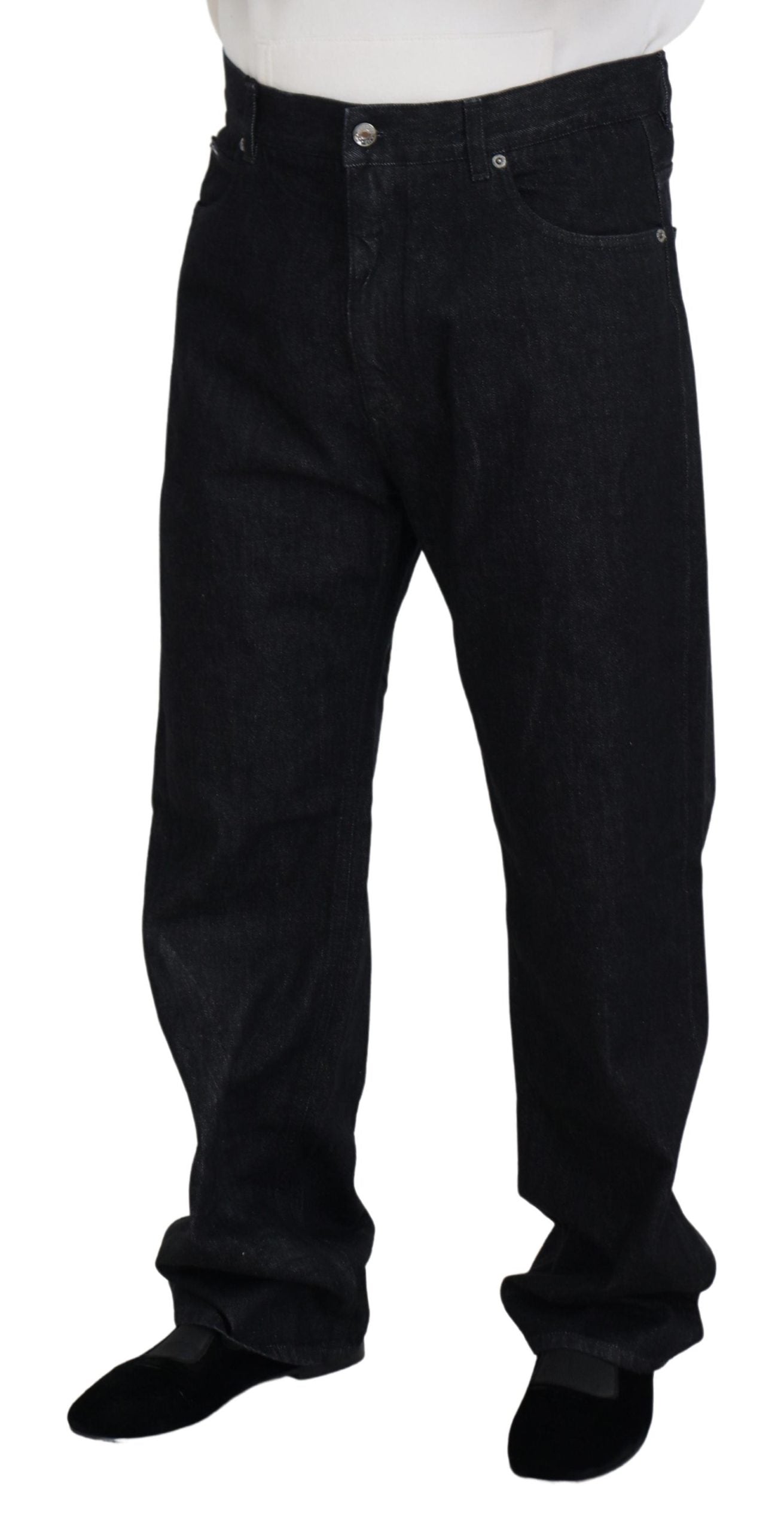 Dolce & Gabbana Elegant Black Washed Denim Pants Luxe Cotton Dolce & Gabbana