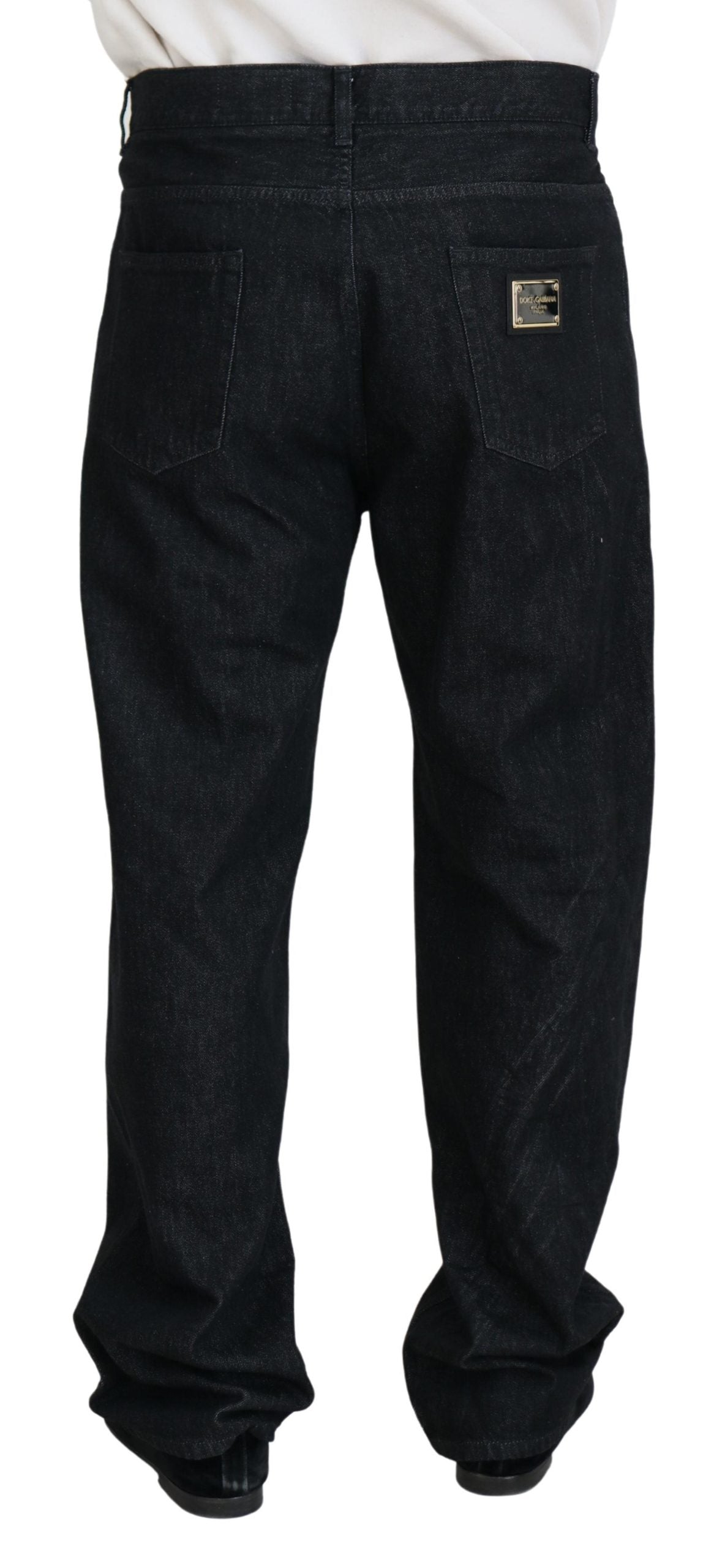 Dolce & Gabbana Elegant Black Washed Denim Pants Luxe Cotton Dolce & Gabbana