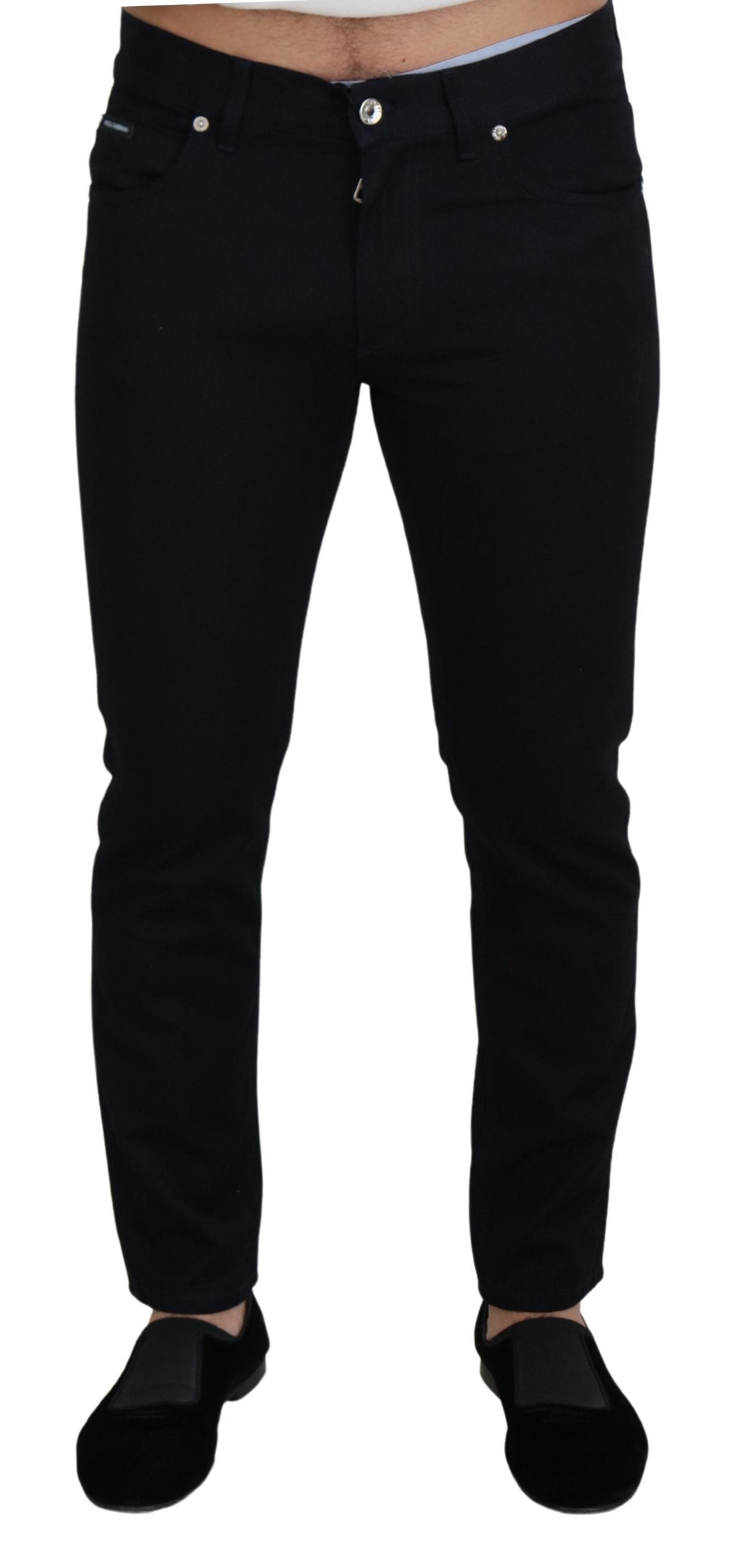 Dolce & Gabbana Elegant Black Silk Blend Denim Pants Dolce & Gabbana