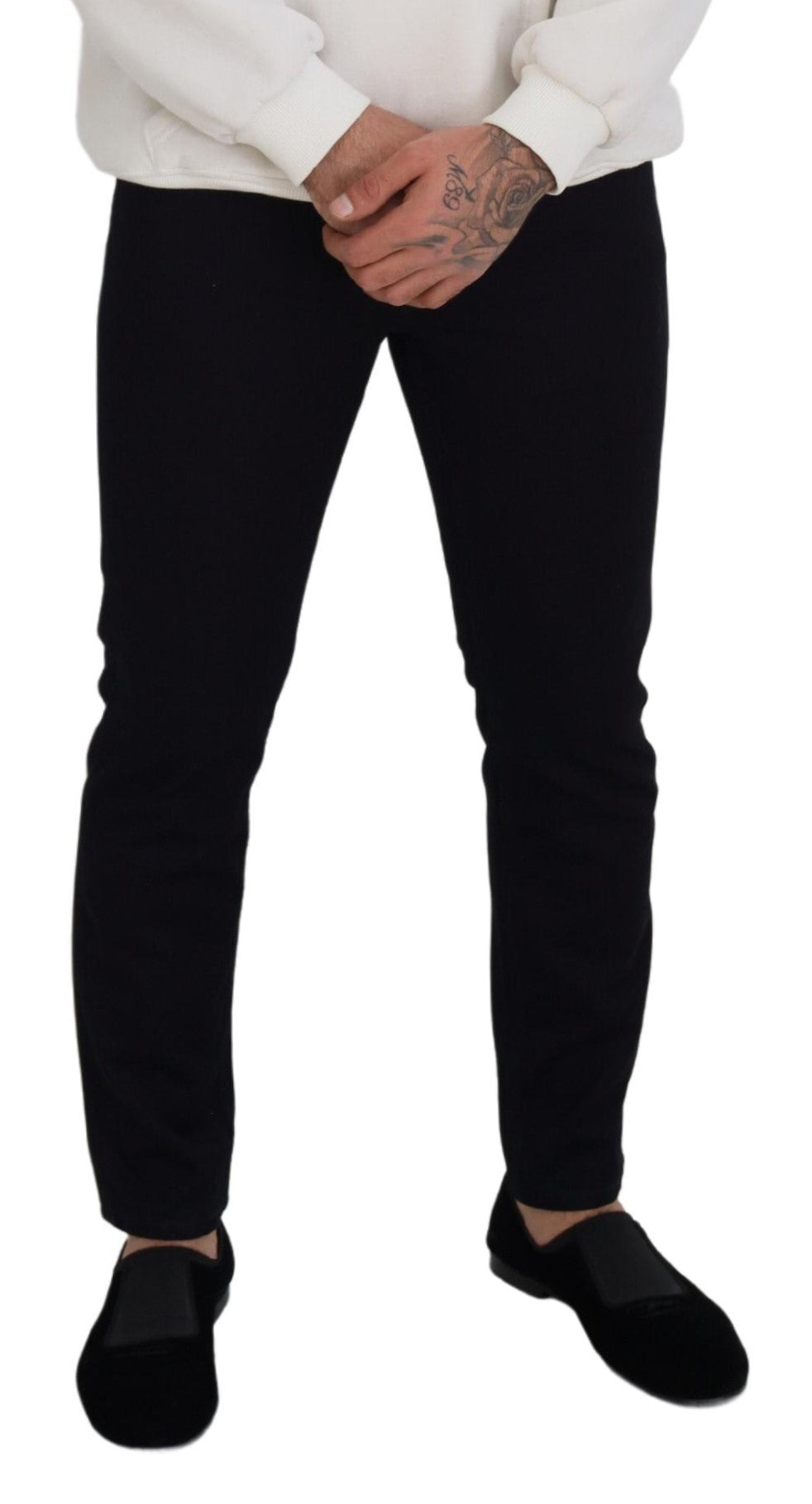 Dolce & Gabbana Elegant Black Silk Blend Denim Pants Dolce & Gabbana