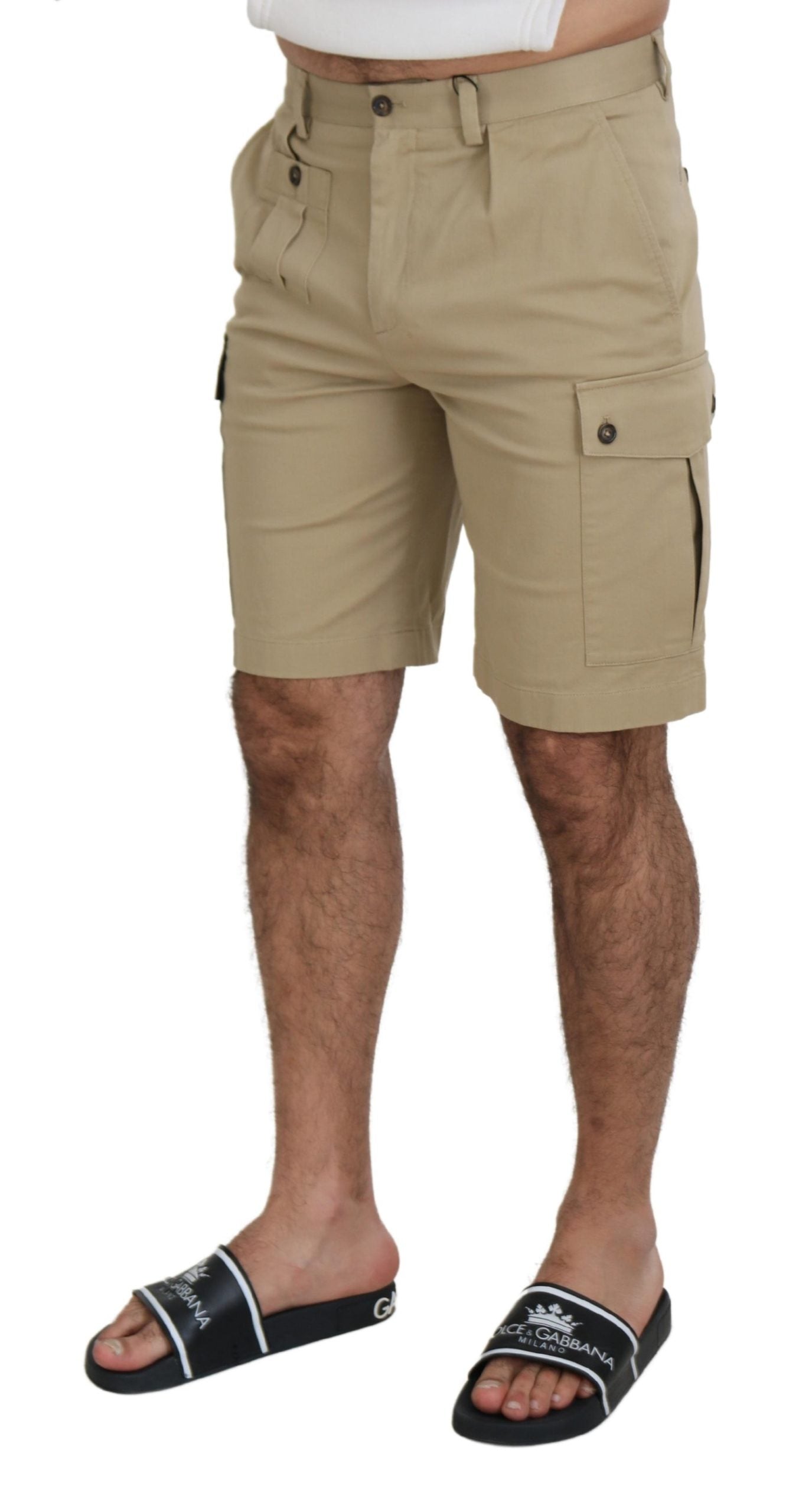 Dolce & Gabbana Elegant Beige Cotton Blend Designer Shorts