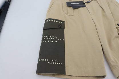 Dolce & Gabbana Elegant Beige Cotton Blend Designer Shorts Dolce & Gabbana