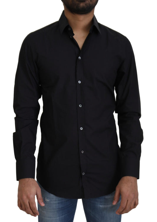 Dolce & Gabbana Elegant Slim Fit Black Cotton Dress Shirt Dolce & Gabbana