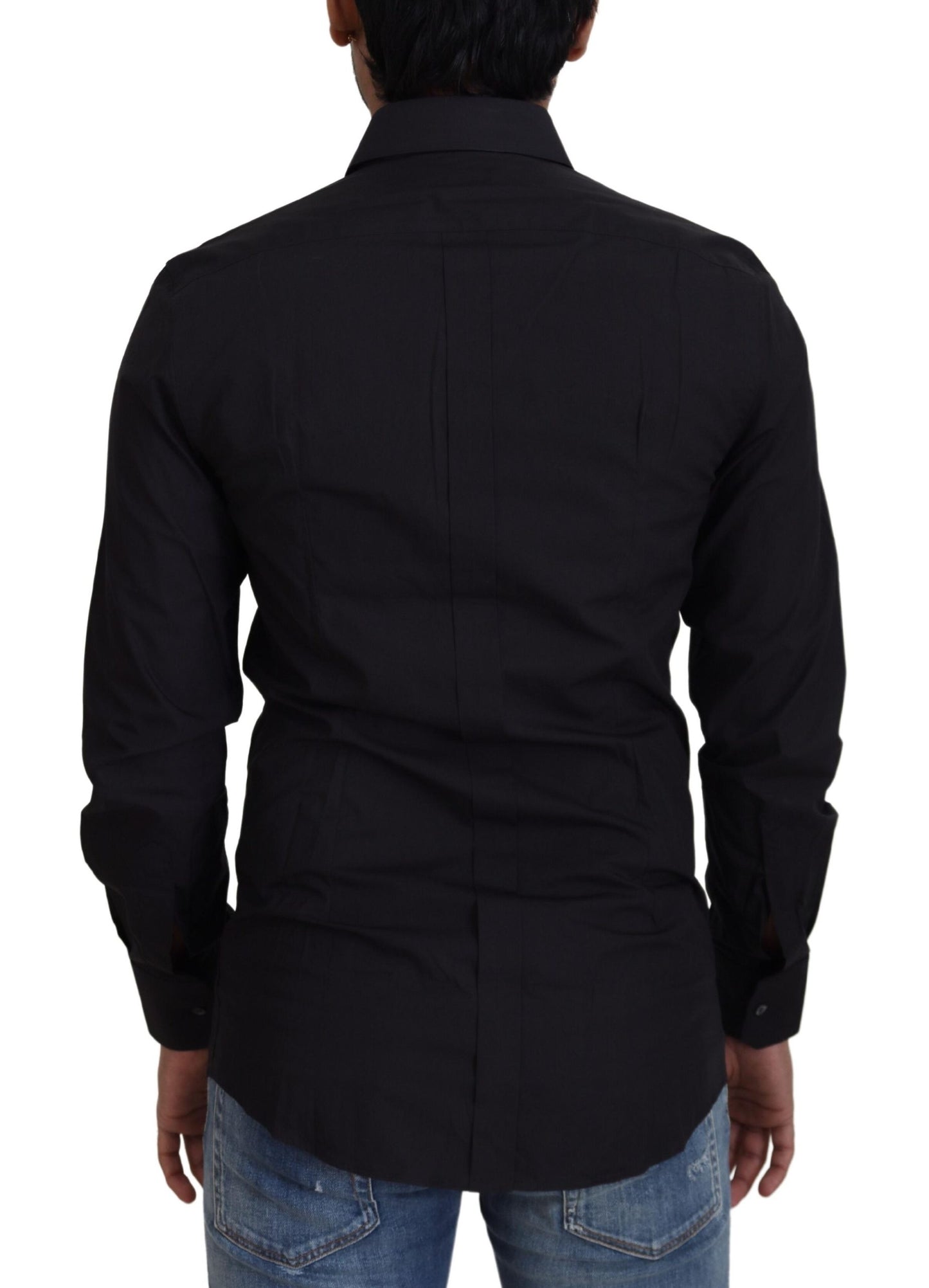 Dolce & Gabbana Elegant Slim Fit Black Cotton Dress Shirt Dolce & Gabbana