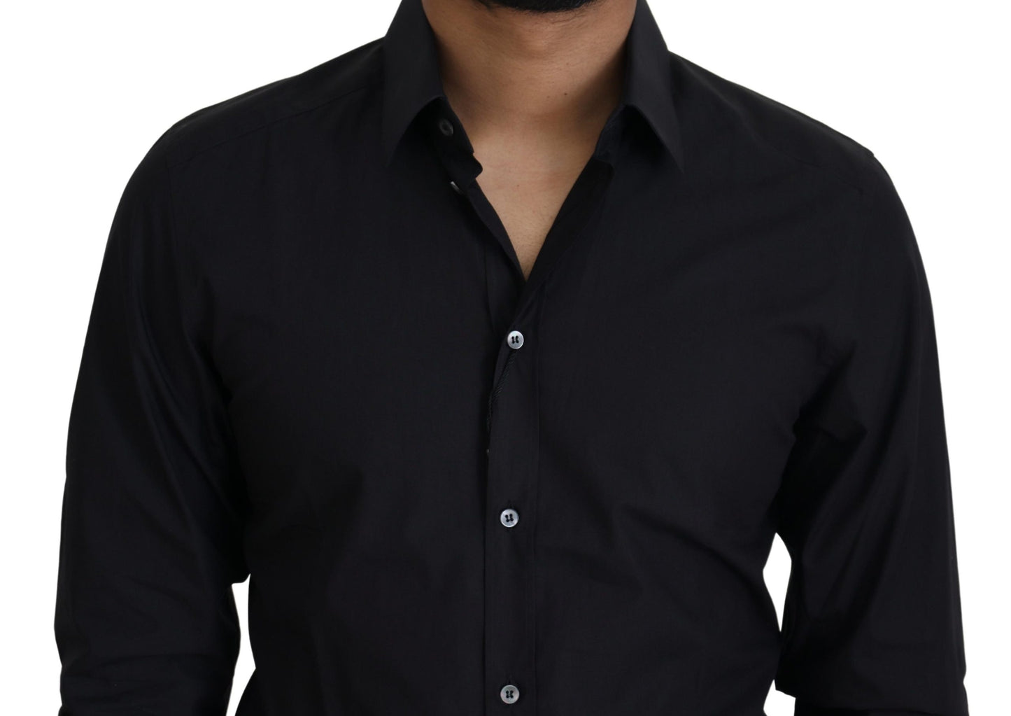 Dolce & Gabbana Elegant Slim Fit Black Cotton Dress Shirt Dolce & Gabbana